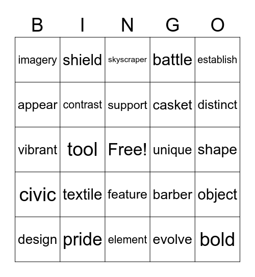 Unit 5 Vocabulary review Bingo Card