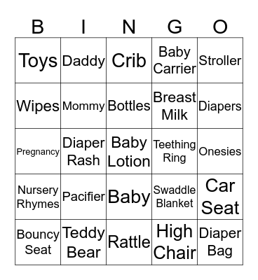 BABY BINGO!!!! Bingo Card