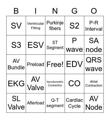 Heart Bingo 1 Bingo Card