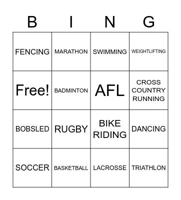 SPORTS BINGO Card