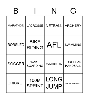 SPORTS BINGO Card