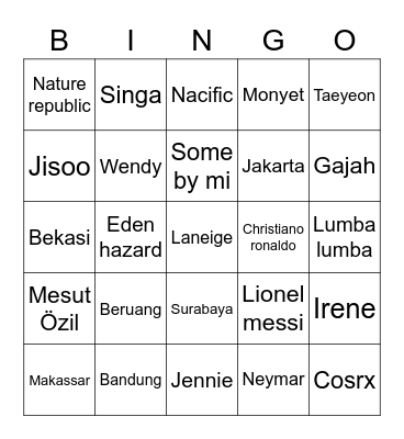 Amanda Bingo Card