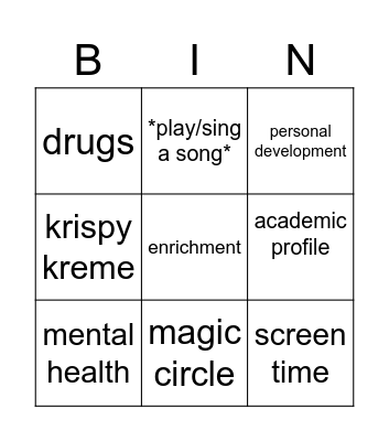 ivy house bingo Card