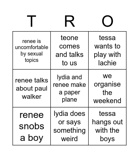 trio bingo Card