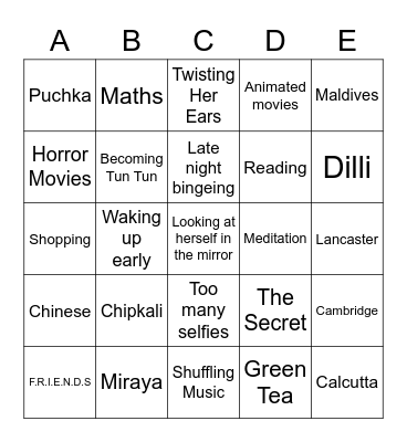 Ankita's Birthday Bingo Card