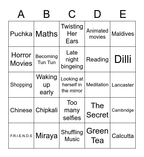 Ankita's Birthday Bingo Card