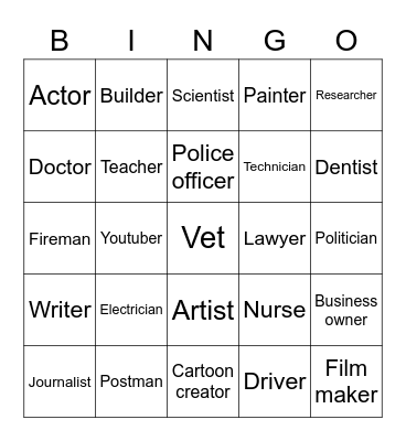 Do you want to be a(n)____________? Bingo Card