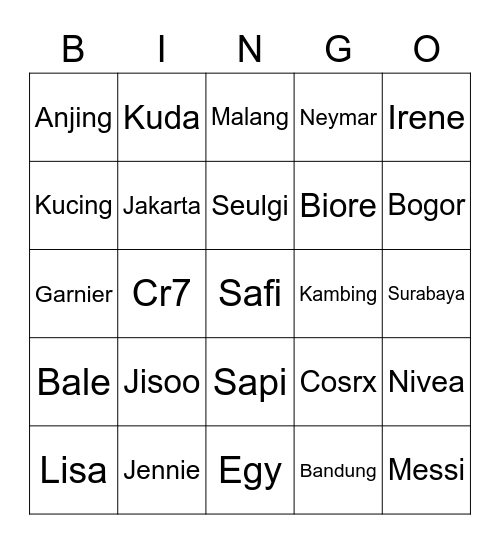 Abimie Bingo Card