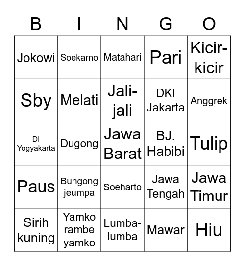 Bingo Moon Bingo Card