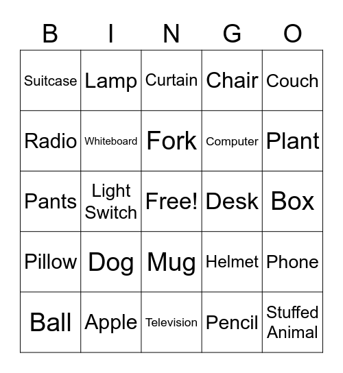 Object Bingo Card