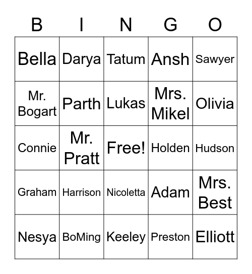 MRS. MIKEL'S GRADE 4/5 BINGO Card