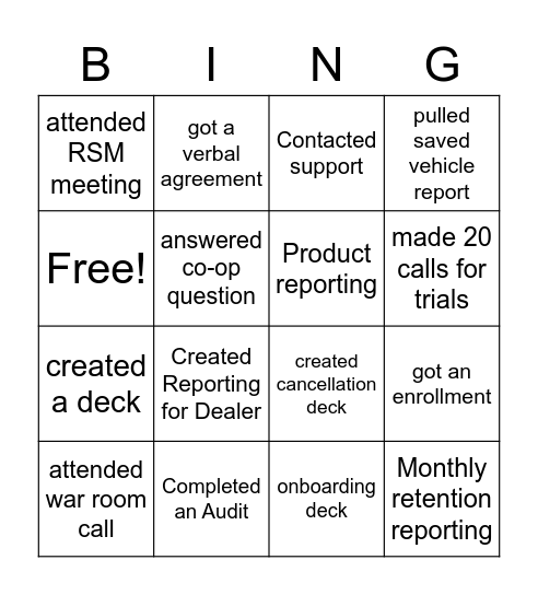 AMG Bingo (Sample) Bingo Card