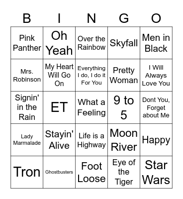 Movie Famous Music Bingo Card