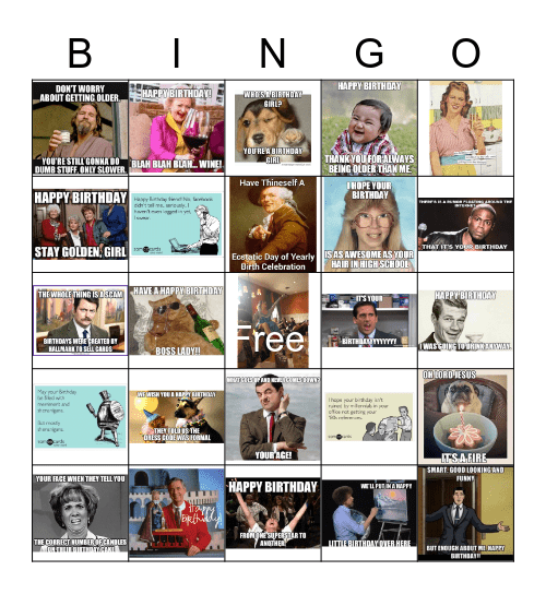 Donna's Birthday Bingo Card