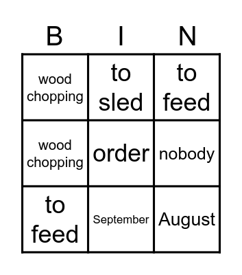 engels les 3 Bingo Card