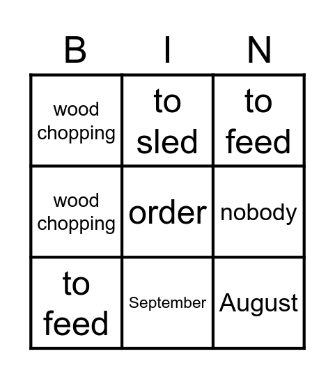engels les 3 Bingo Card