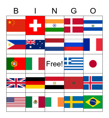 Flag Bingo Card