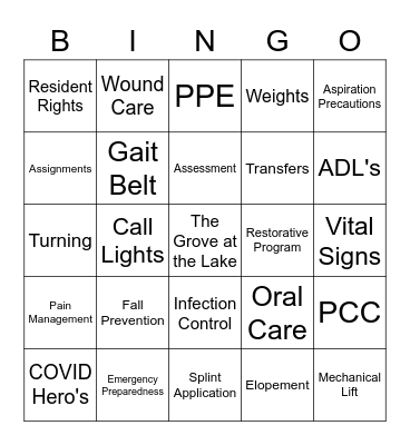 Celebrating Our C.N.A.'s! Bingo Card