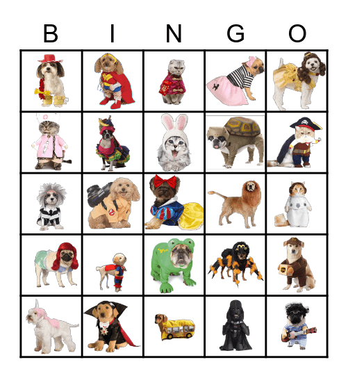 Halloween Pets Bingo Card