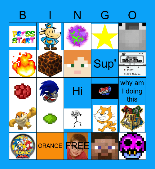 A bunch of saved pictures from a guy who is a Minecraft geek Mario guy and Sonic fanatic Bingo Card