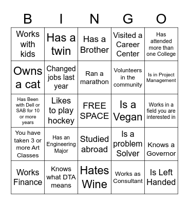 WIA Networking Bingo Card