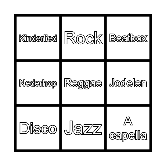 Muziek bingo Card