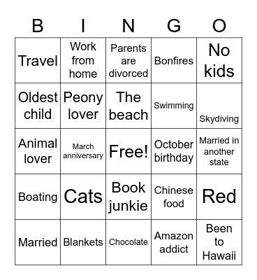 Sara’s Bingo Card