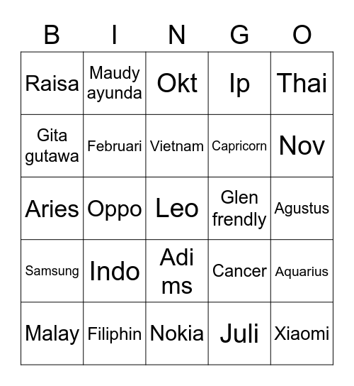 Untitled Bingo Card