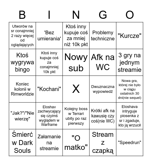 Eloshav przechodzi Soulsy Bingo Card