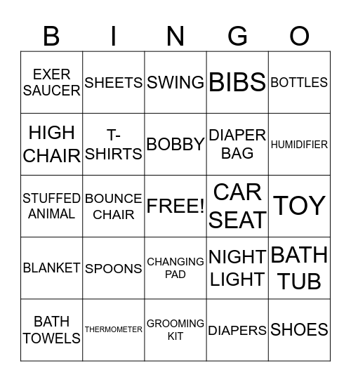 PICCHI BABY SHOWER Bingo Card