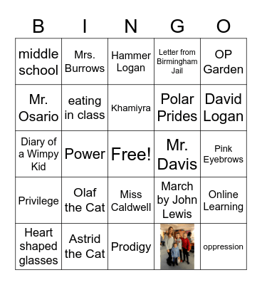 Miss Caldwell Bingo Card