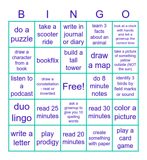 June - 1 Bingo Card