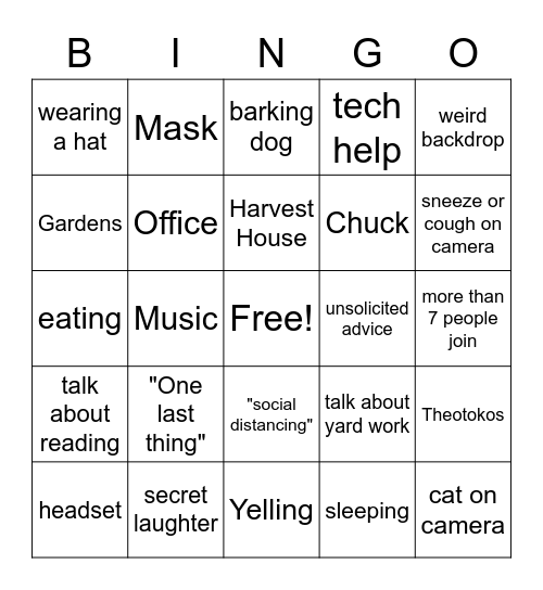 St. Peter's Episcopal Church - zoom BINGO Card