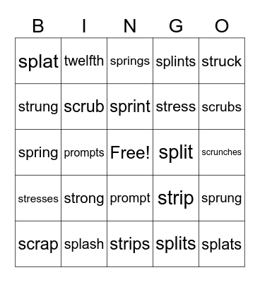 2.5 Wilson Reading Bingo Card