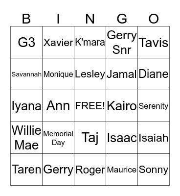Lesley & Gerry's I Do BBQ Bingo Card