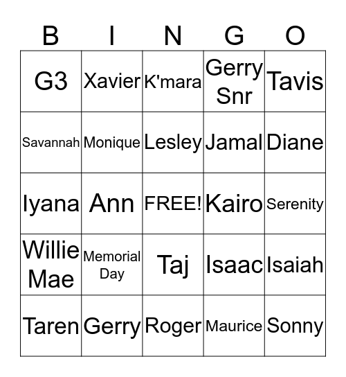 Lesley & Gerry's I Do BBQ Bingo Card