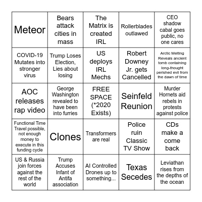 Apocalypse Bingo Card