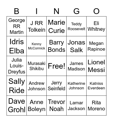 FS Trivia Bingo - People Bingo Card