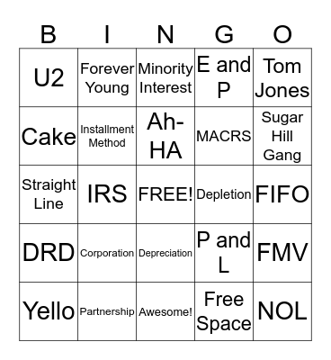 Totally Tax Bingo Card