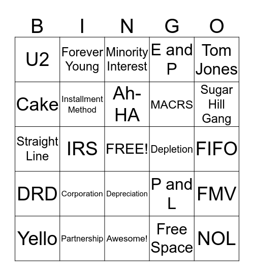 Totally Tax Bingo Card