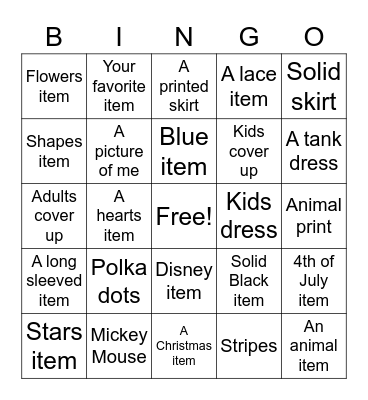 Album Sale Bingo Card