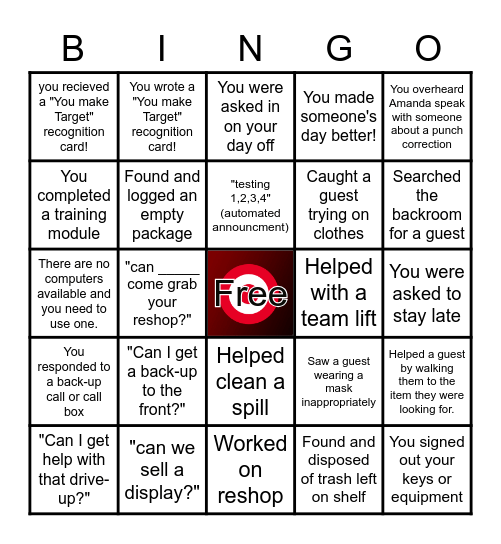 Target 2315 Bingo! Bingo Card