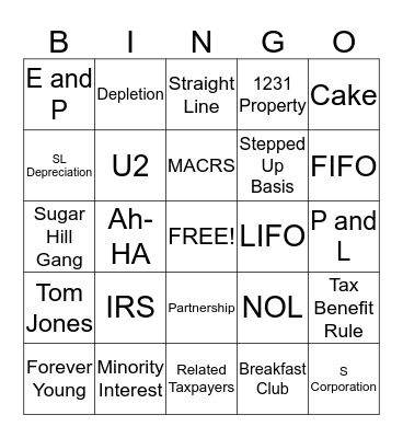 Totally Tax Bingo Card
