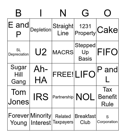 Totally Tax Bingo Card