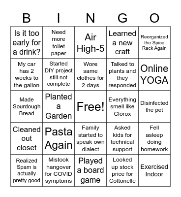 QUARANTINE BINGO Card