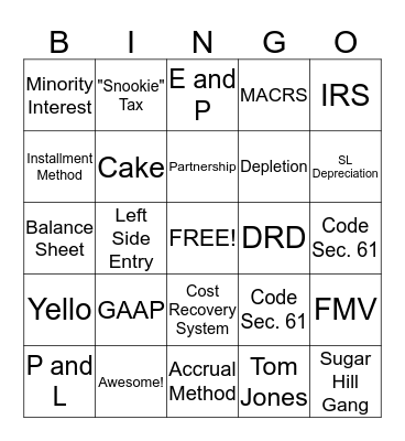 Totally Tax Bingo Card