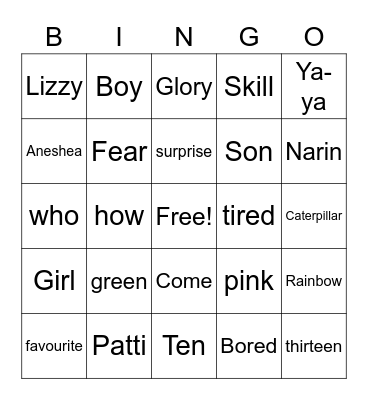 ASL BINGO! Bingo Card