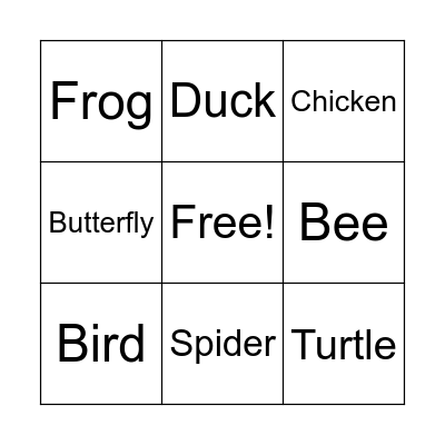 Oviparous Animal Bingo Card