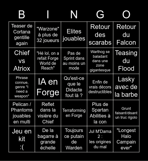 Bingo E3 - Halo Infinite Bingo Card