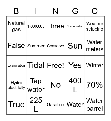 Conservation Bingo Card